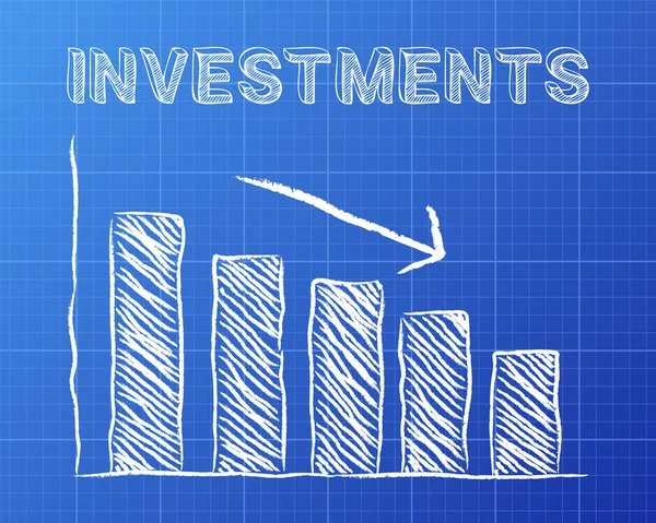 Inwestycje w dół Blueprint — Wektor stockowy