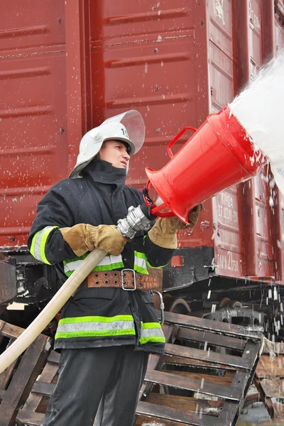 Firefighter in action — Stock Photo, Image