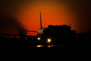 Günbatımı uçakta yolcu