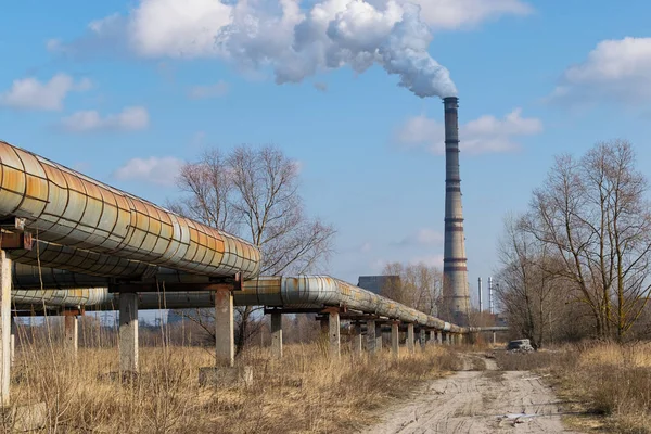 Hot water pipelines — Stock Photo, Image