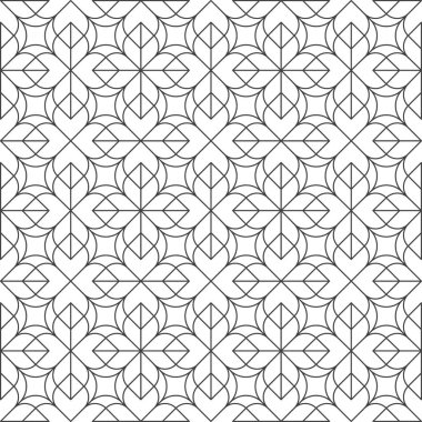 Geometrik üst üste gelen siyah ve Beyaz yaprakları desen