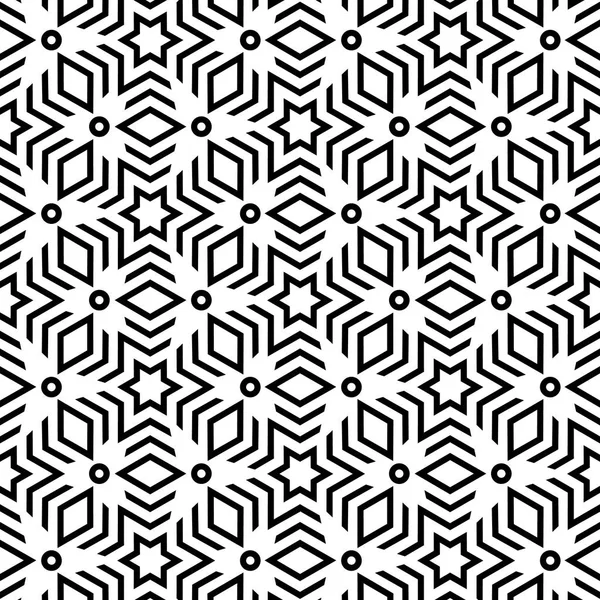 Siyah ve beyaz doğrusal Noel desen. Yıldız ile geometrik süsleme