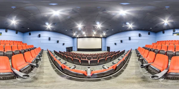 3D spherical panorama with 360 viewing angle. Ready for virtual reality or VR. Full equirectangular projection. Interior of cinema hall. — Stock Photo, Image