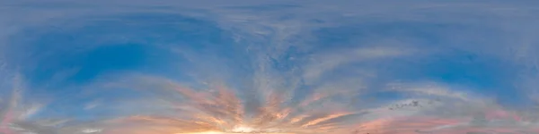 Sky 360 Chmurami Słońcem Obraz Kulistą Panoramą Kątem Widzenia 360 — Zdjęcie stockowe