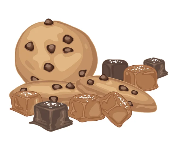 Caramel salé et biscuits — Image vectorielle