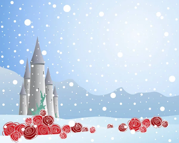 Rosa rossa e neve — Vettoriale Stock