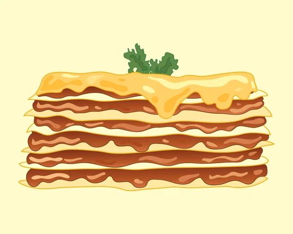 Farine de lasagne sur jaune — Image vectorielle