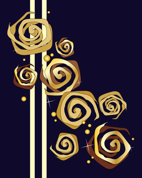 Blue and gold rose background — Stock Vector
