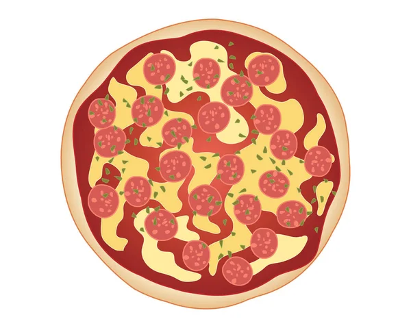 Pfefferoni-Pizza auf Weiß — Stockvektor