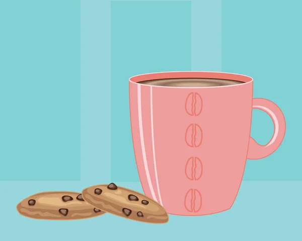 Café chaud et biscuits — Image vectorielle