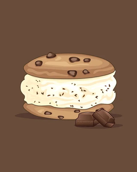巧克力芯片三明治 — 图库矢量图片