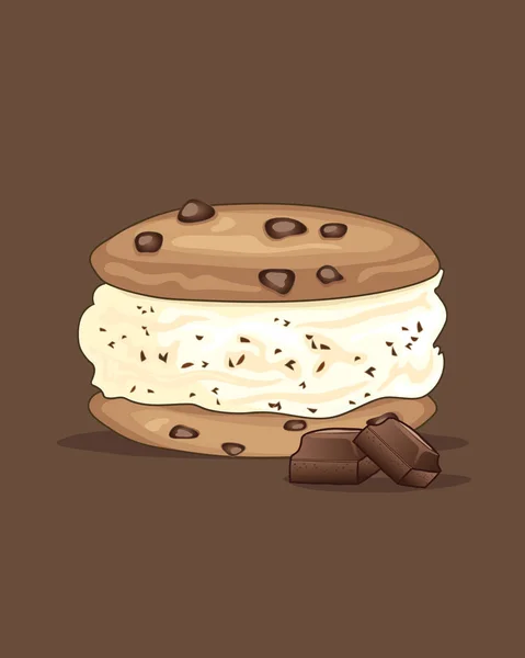 Choc chip sandwich — Stock Vector