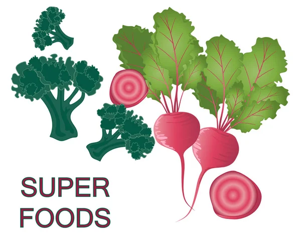Super légumes sur blanc — Image vectorielle