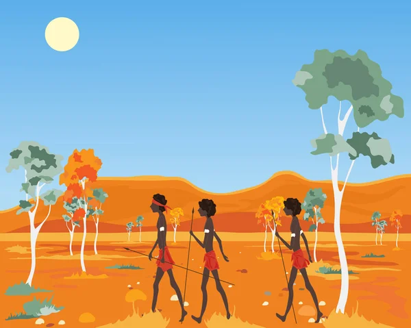 Outback aborigen con la gente Gráficos vectoriales