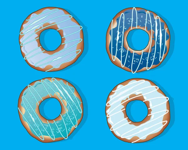 Rosquillas azules con decoraciones — Archivo Imágenes Vectoriales