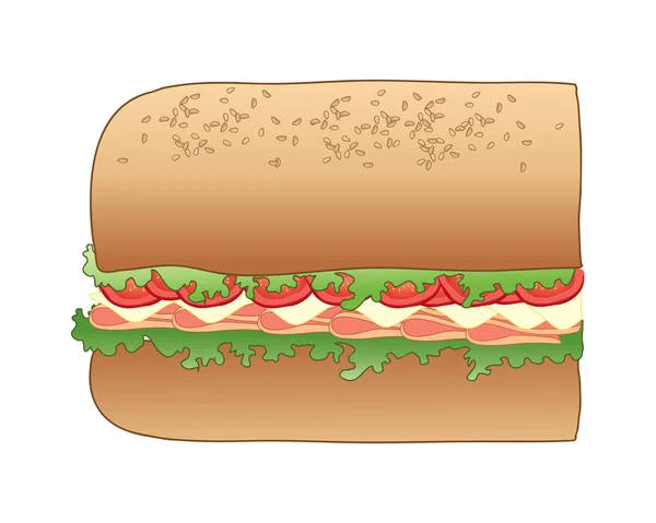 Lanche sanduíche no branco — Vetor de Stock