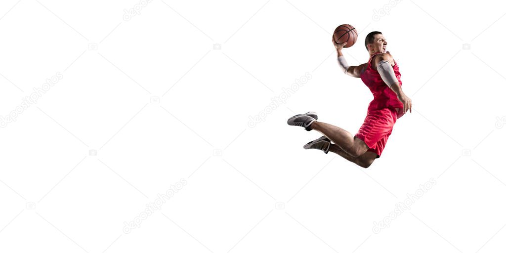 Basketball players on a white background