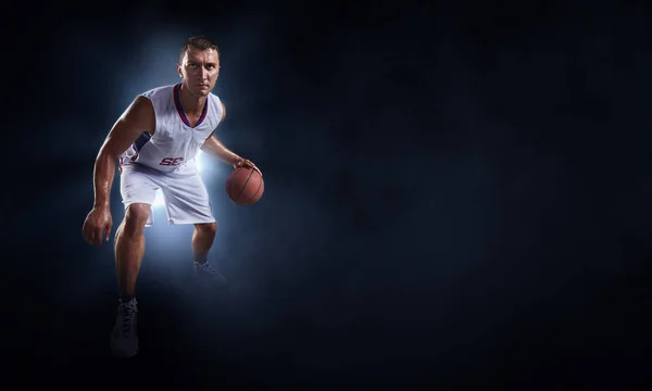 Basketball players on a black background