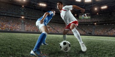 Futbolcular profesyonel bir stadyum üzerinde bir eylem oyun gerçekleştirir