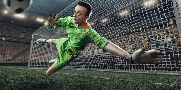 Goalkeeper tries to hit the ball — Stock Photo, Image