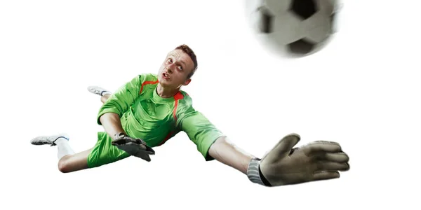 Soccer goalkeeper on a white background — Stock Photo, Image