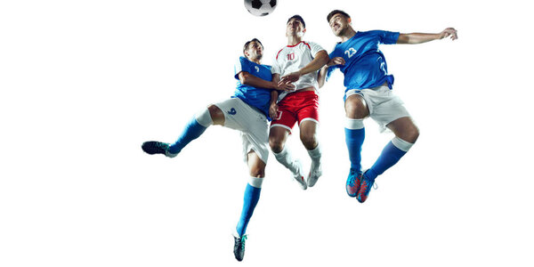 Soccer players on a white background