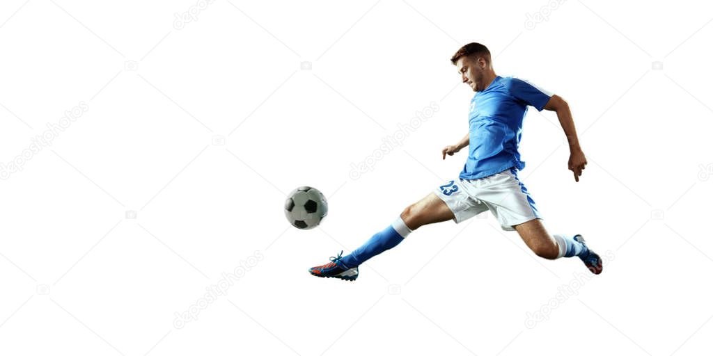 Soccer player on a white background