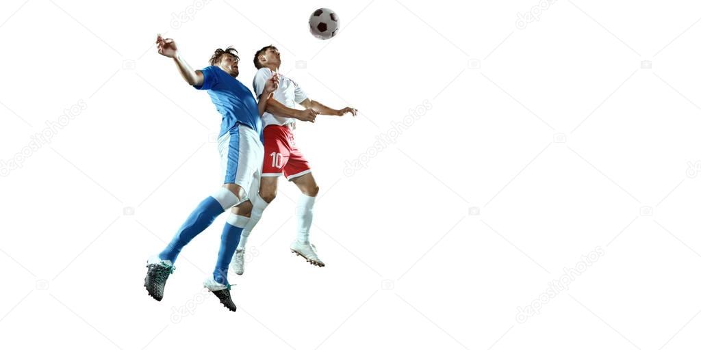 Soccer players on a white background