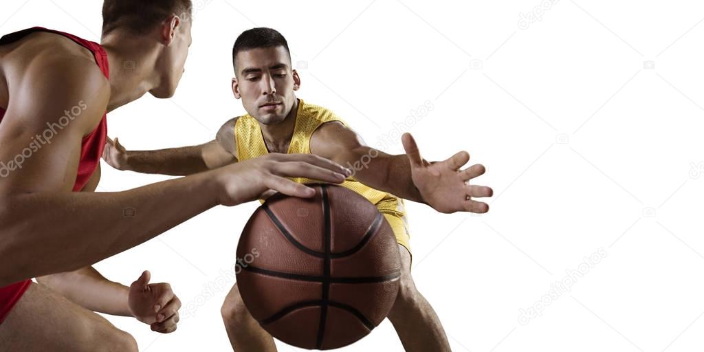 Basketball players on a white background