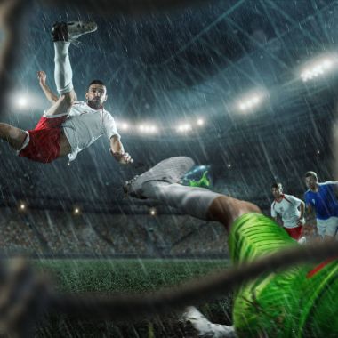 Futbolcular profesyonel bir stadyum üzerinde bir eylem oyun gerçekleştirir. Futbol gol ile göster