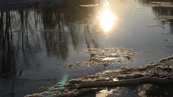 Fiume di ghiaccio - ghiacciaio in Himalaya, Nepal. Bellissimo paesaggio di un ghiacciaio bianco di montagna innevato che scende tra due pendii rocciosi nella nebbia e le nuvole. Fondo ghiacciaio di montagna . — Video Stock