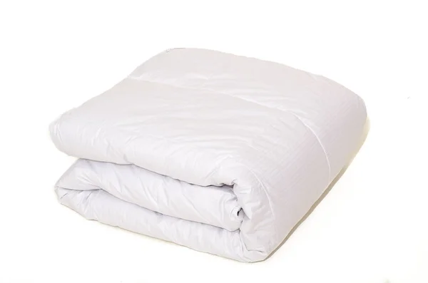 Rolled White Duvet Cover White Isolated Background — Stock Photo, Image