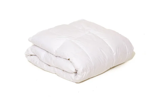 Rolled White Duvet Cover White Isolated Background — Stock Photo, Image