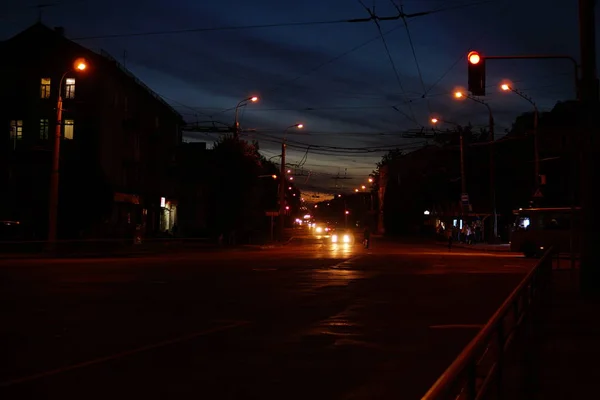 Vista Rua Cidade Noite — Fotografia de Stock
