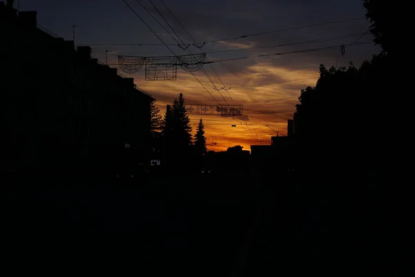 Akşamları Şehrin Sokak Manzarası — Stok fotoğraf