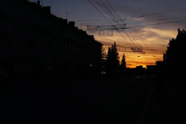 Вид Улицу Городе Вечером — стоковое фото