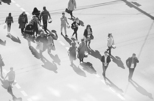 City Life Traffic of people on the street, Lutsk, Ukraine, 19 May 2018 year