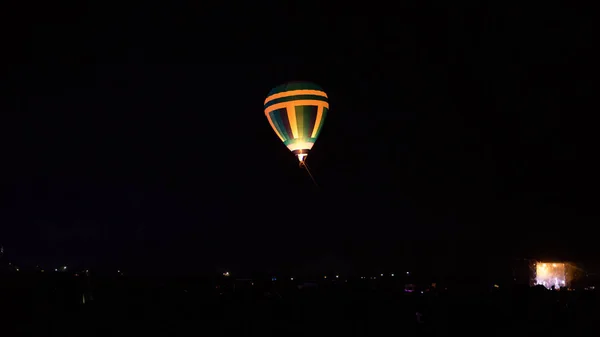 Hot Air Balloon Flying Spectacular Cappadocia Sky Milky Way Shining — Stock Photo, Image