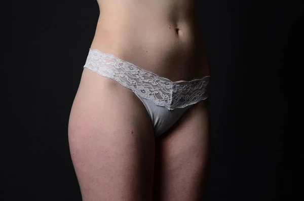 Foto di giovane donna magra in lingerie elegante — Foto Stock