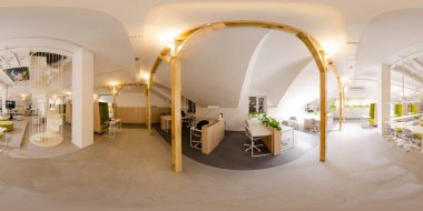 Hermitage Otel 'de eş dikdörtgenli küresel projeksiyonlu modern daire içi, VR içeriği.