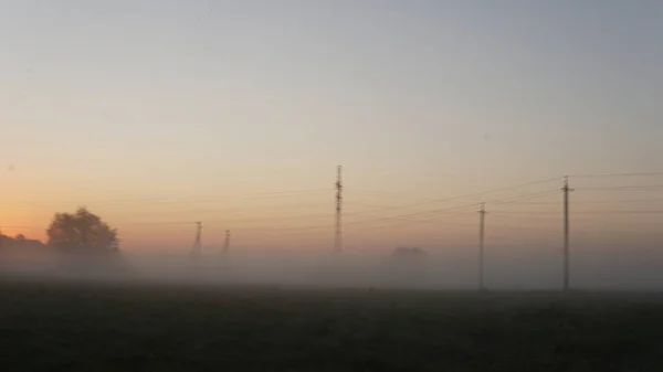 Beautiful View Field Farm Fog — Foto Stock