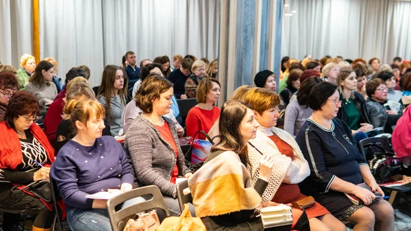 Lutsk Ukraine Ianuarie 2019 Publicul Ascultă Discursul Lectorului Sala Conferințe — Fotografie, imagine de stoc