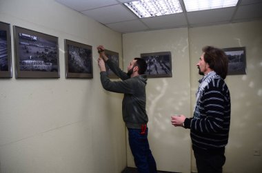 RIVNE, UKRAINE - FEBRUARY 22, 2018: photo exhibition of Lutsk photo artists