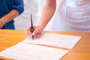 Ukrainian Wedding Ukraine Lutsk 02.09.2018: Couple in the marriage registry