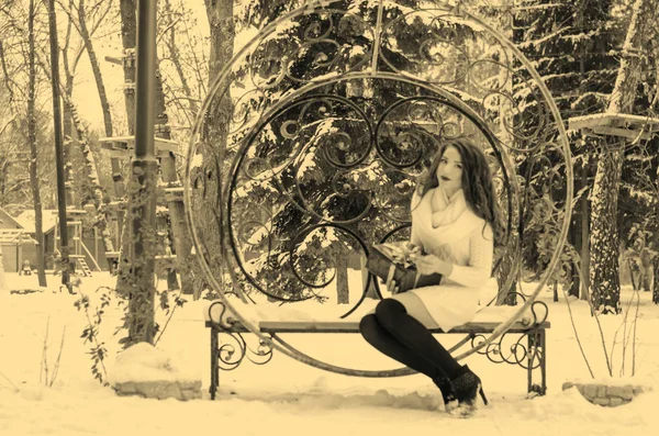 Rainha da neve. Retrato de uma mulher de inverno . — Fotografia de Stock