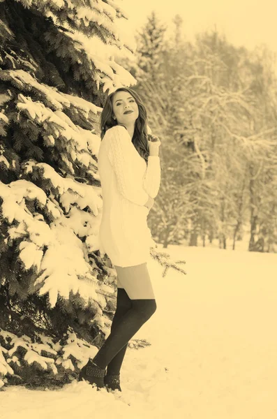 Reina de la nieve. Retrato de una mujer de invierno . — Foto de Stock