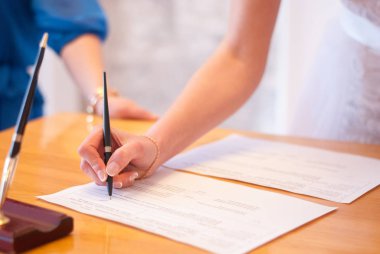 Ukrainian Wedding Ukraine Lutsk 02.09.2018: Couple in the marriage registry