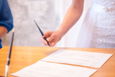 Ukrainian Wedding Ukraine Lutsk 02.09.2018: Couple in the marriage registry