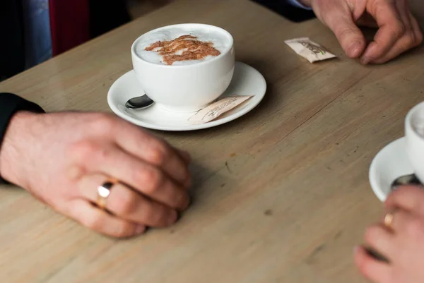 Taza Café Vista Mesa Ucrania Lutsk 2018 —  Fotos de Stock