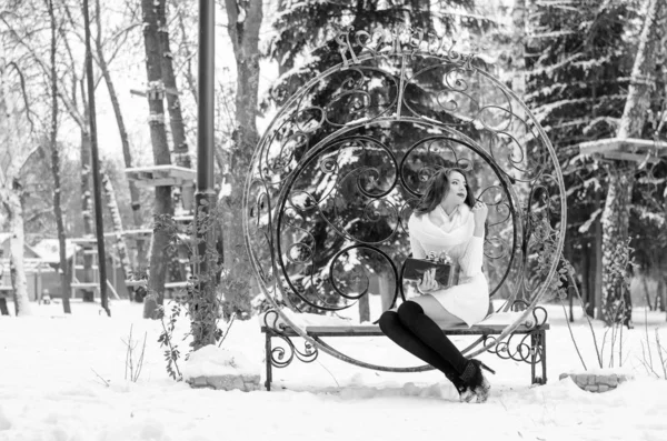 スノークイーン。冬の女性の肖像. — ストック写真
